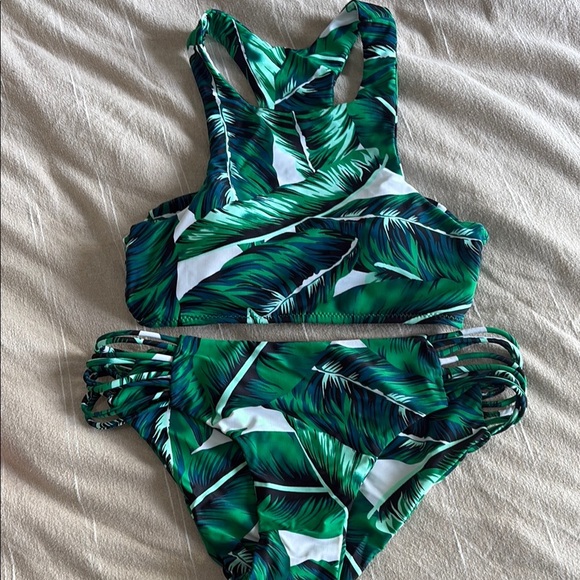 Tropical Leaf Print Bikini Set - Picture 1 of 2